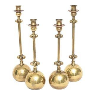 brass ball candlesticks from chairish
