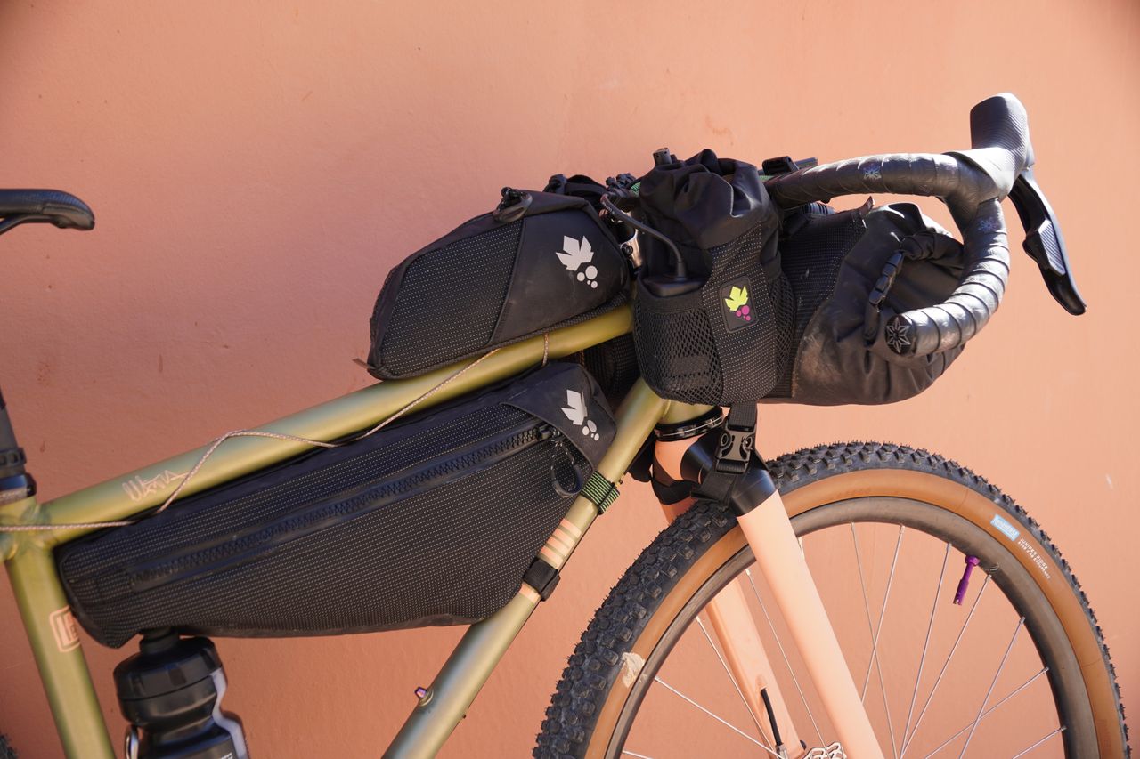 Image shows the tech on one of the bikes being ridden at the Atlas Mountain Race