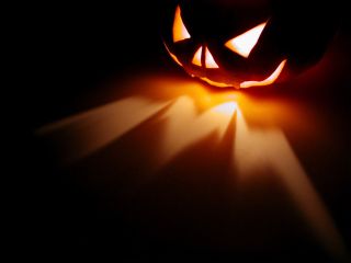 Wallpaper of a glowing Jack-o'-lantern