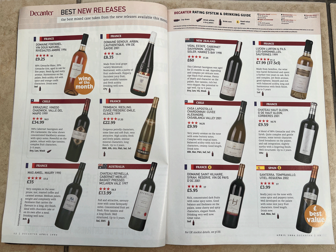 Decanter April 2004 new releases