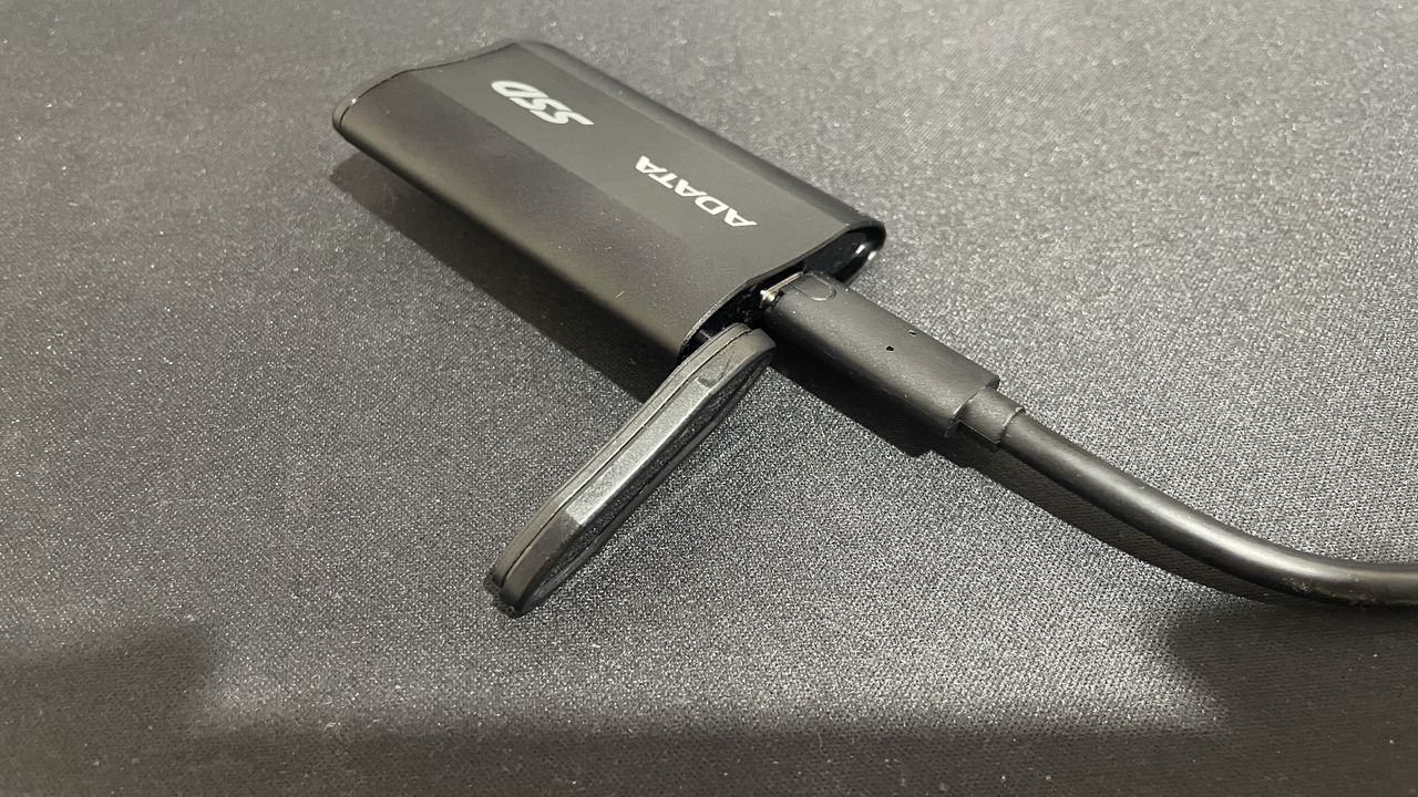 ADATA SD810 external SSD plugged in