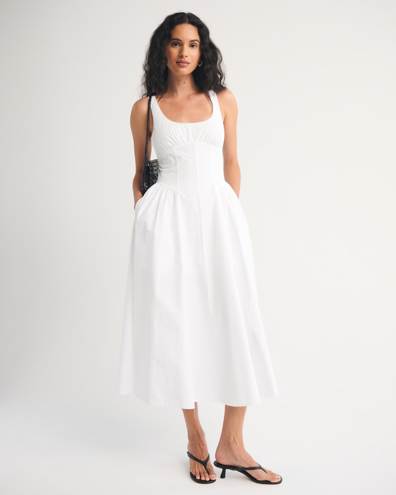 Abercrombie &amp;amp; Fitch, 100% Cotton A&amp;amp;f Bra-Free Dylan Midi Dress