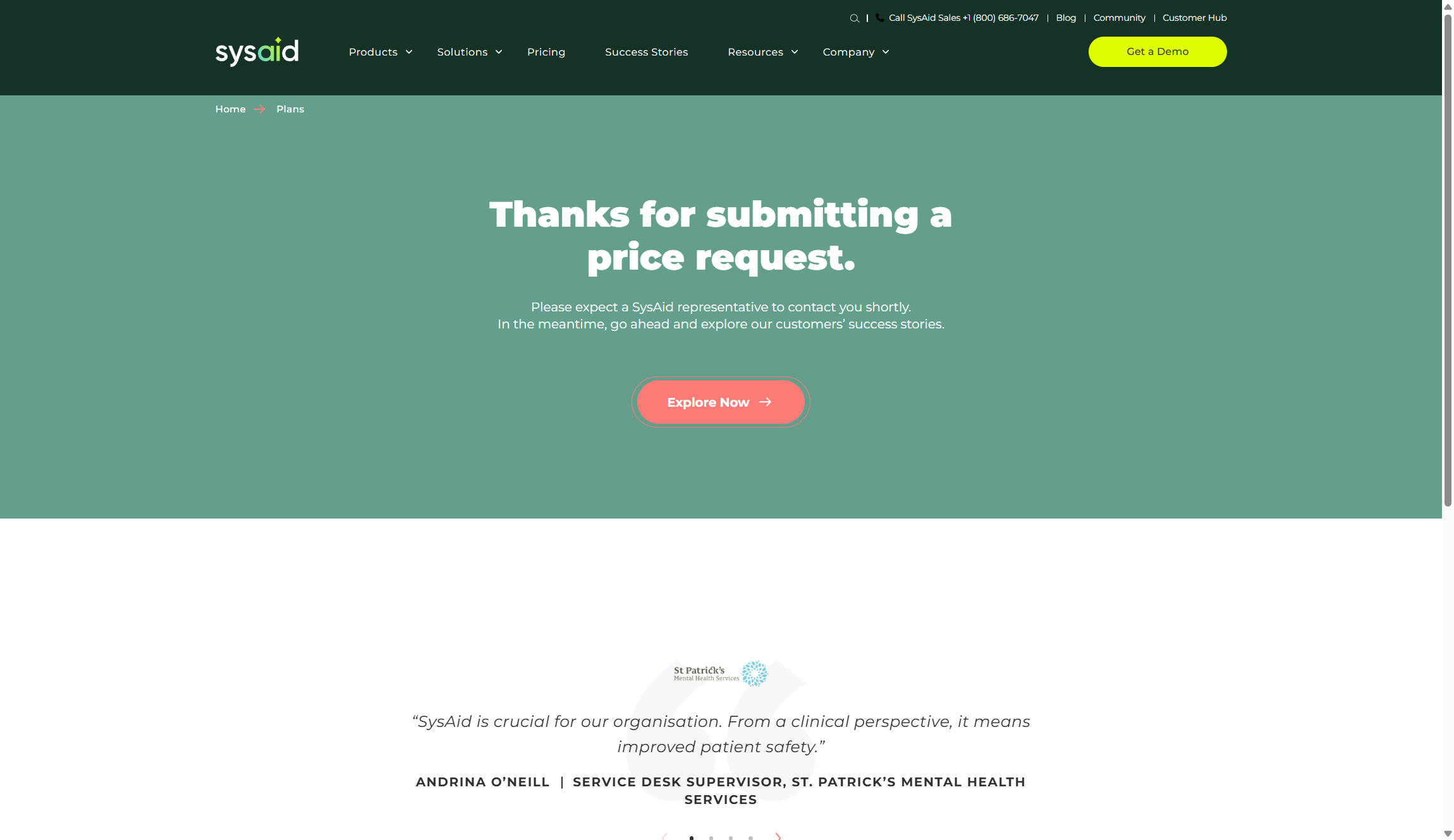 SysAid pricing request form