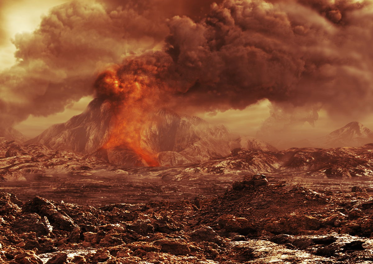 Artist’s Impression of an Active Volcano on Venus.