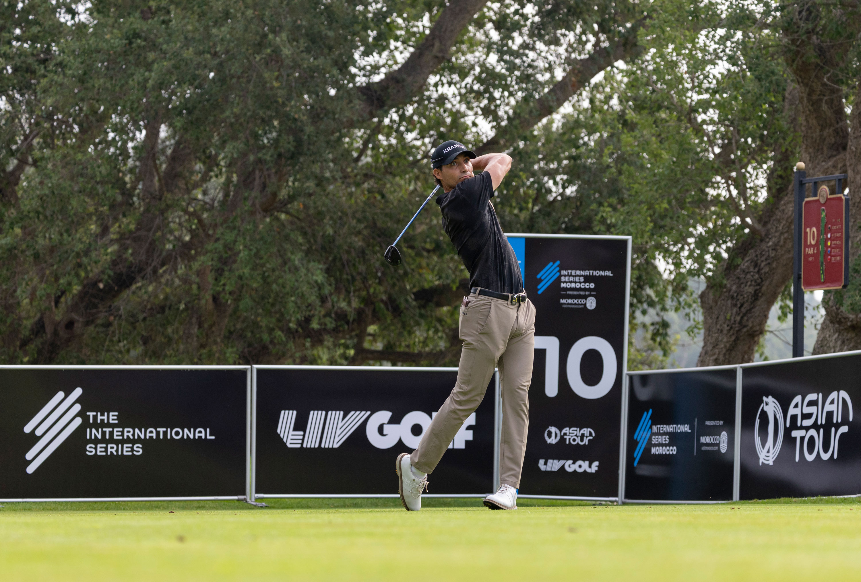 Dominic Foos hits a tee shot at Royal Golf Dar Es Salam