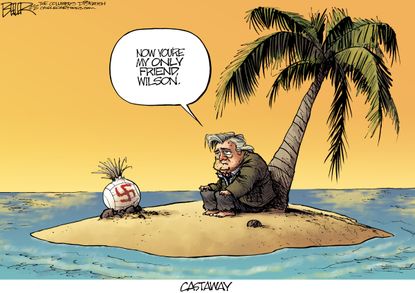 Political cartoon U.S. Trump Bannon breakup fired