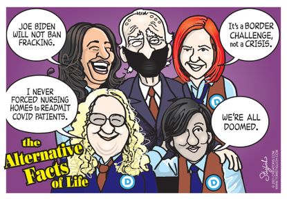Political Cartoon U.S. biden alternative facts of life
