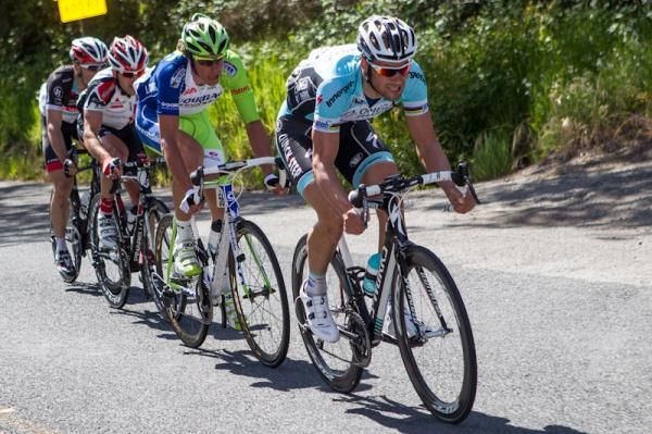 Tom Boonen (Omega Pharma-Quickstep) works hard to get back to the front group.