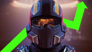 Helldivers 2 soldier with green arrow behind them