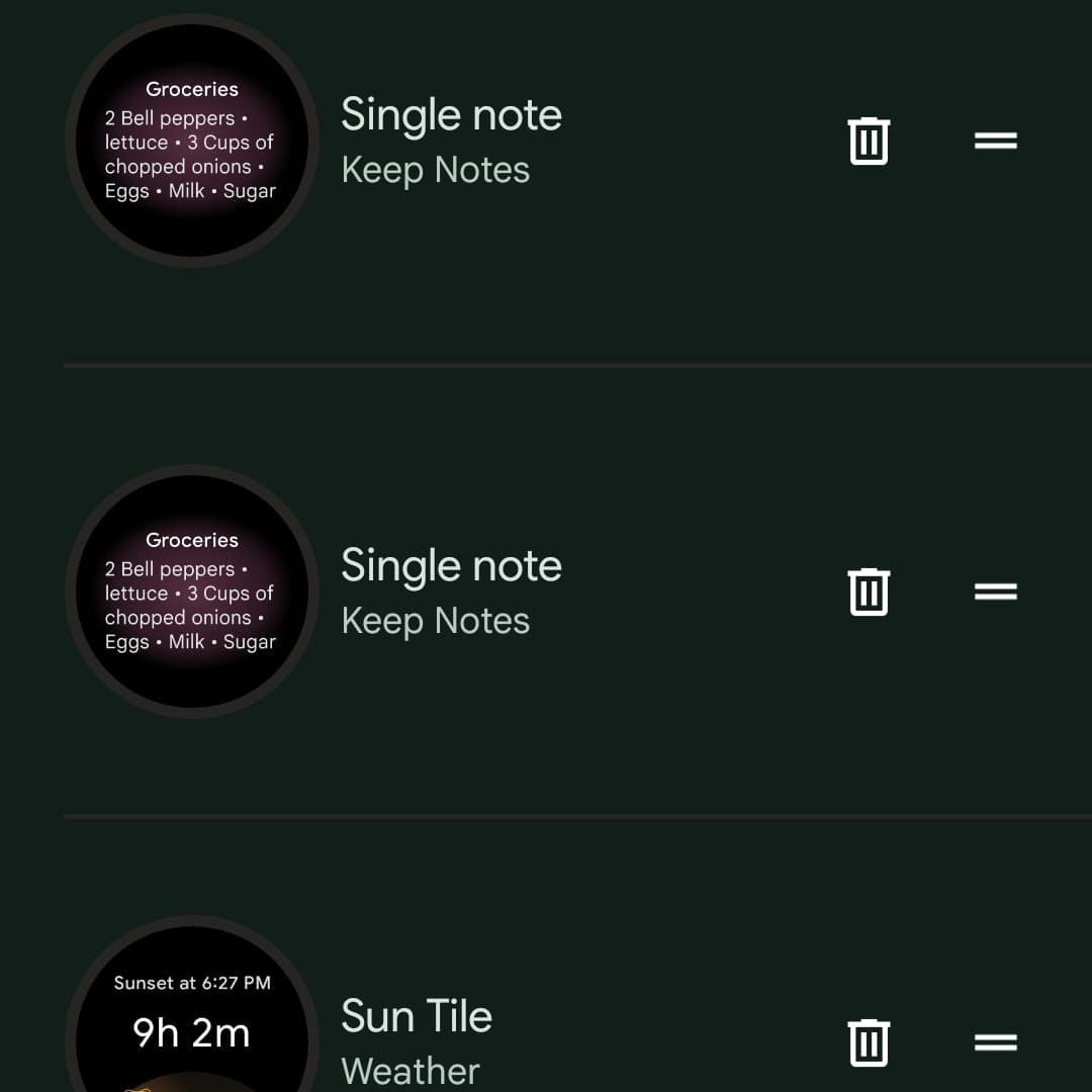Google Keep single note tile interface