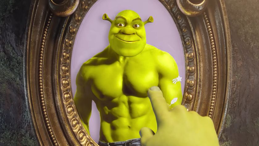 An image of a buff Shrek from Shrek 5 trailer