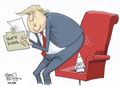 Political cartoon U.S. Trump North Korea nuclear threat Charlottesville racism
