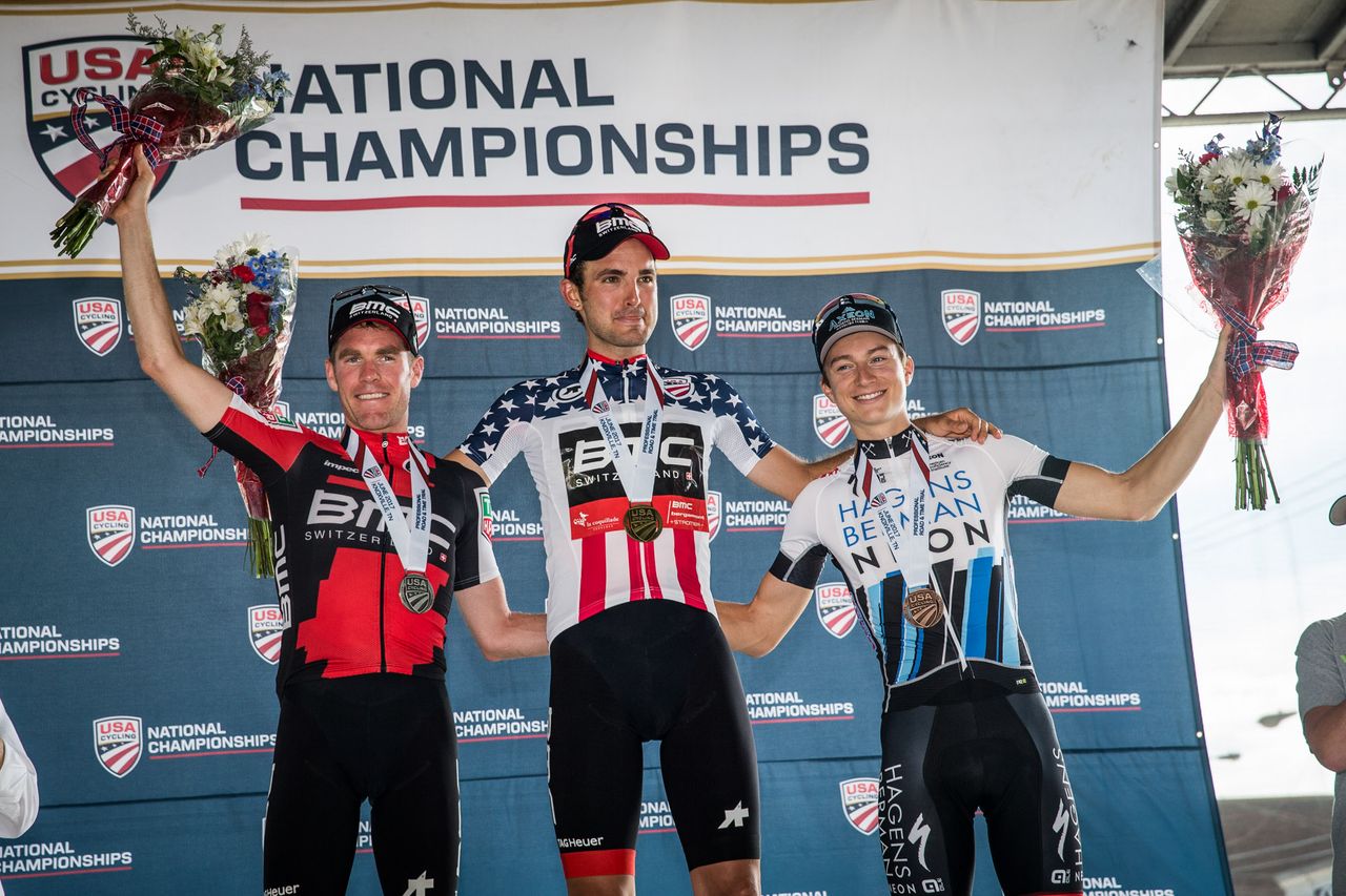 Today top three for the men: Brent Bookwalter, Joey Rosskopf and Neilson Powless.