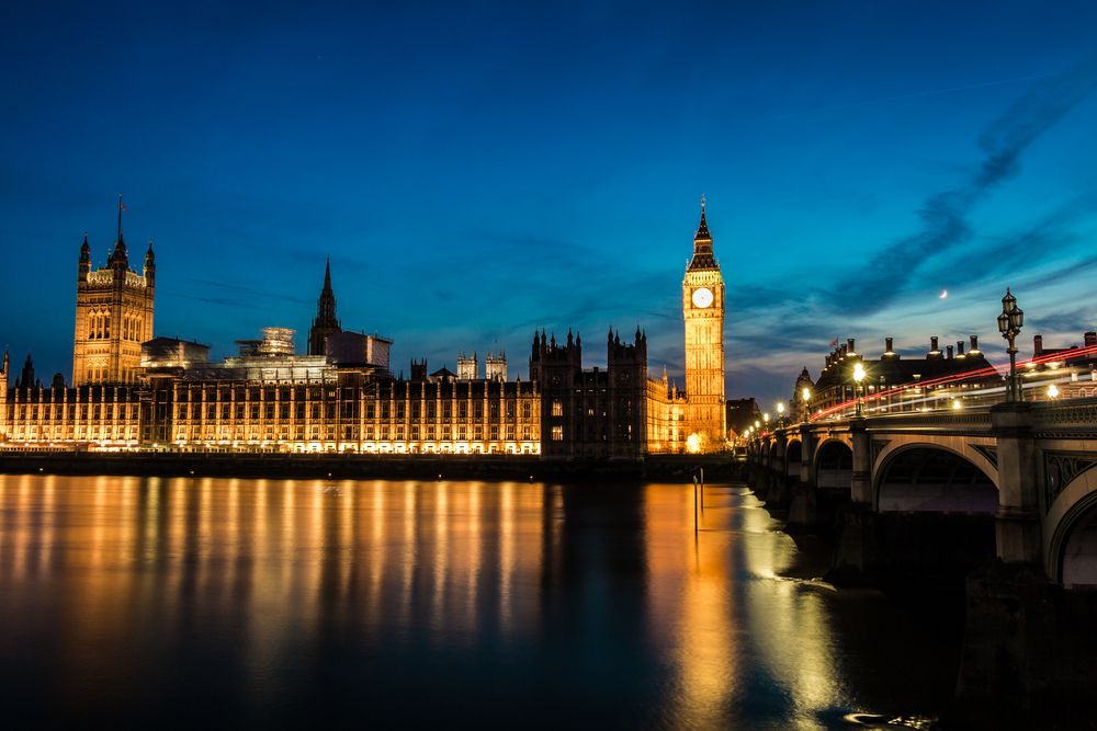 Houses of parliament UK at night