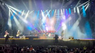 Guns N' Roses onstage in Lisbon
