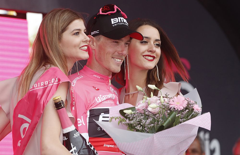 Rohan Dennis (BMC) celebrates another day in pink after stage 3