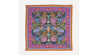 Liberty London Peacock Garden Silk Twill Scarf