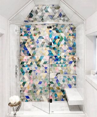 Colorful shower tile idea by Allison Eden – Studio Tri