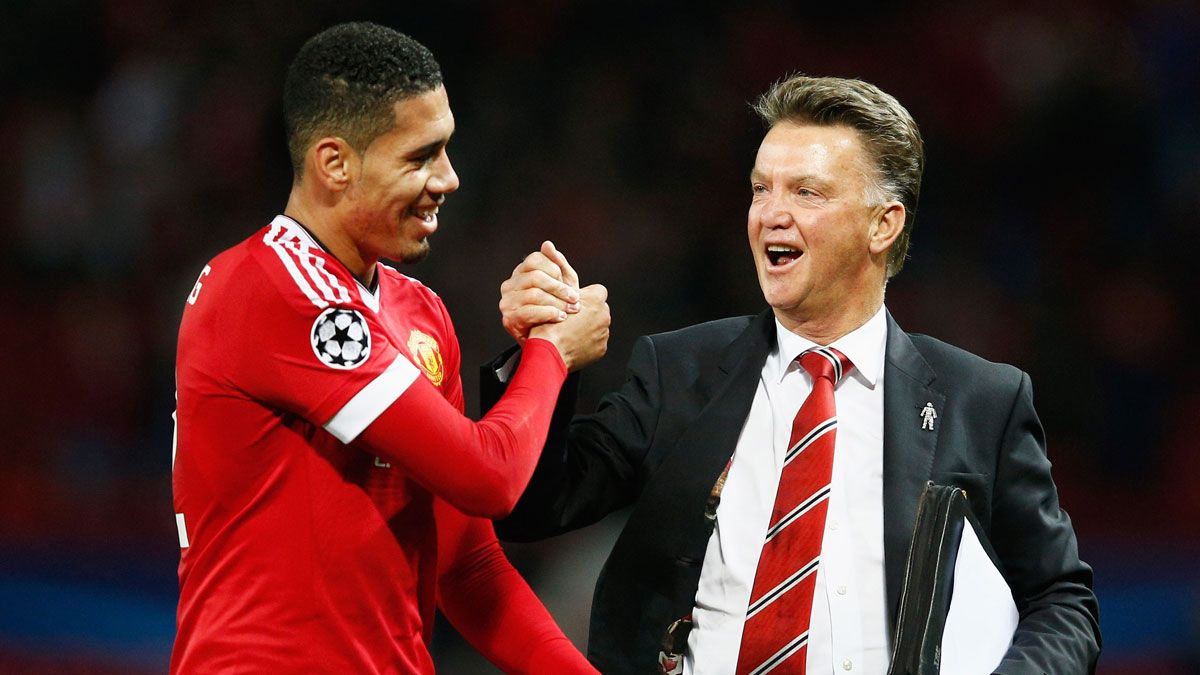 Louis van Gaal and Chris Smalling