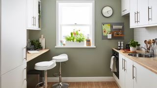 small kitchen with home office