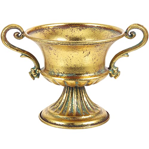 Exceart Rustic Farmhouse Metal Flower Pot Antique Urn Planter Pedestal Vase Distressed Metal Vase Tall Trumpet Fancy Arrangement Pots for Centerpiece Flower Holder for Wedding Party Home