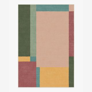 multicolored color-blocked rug