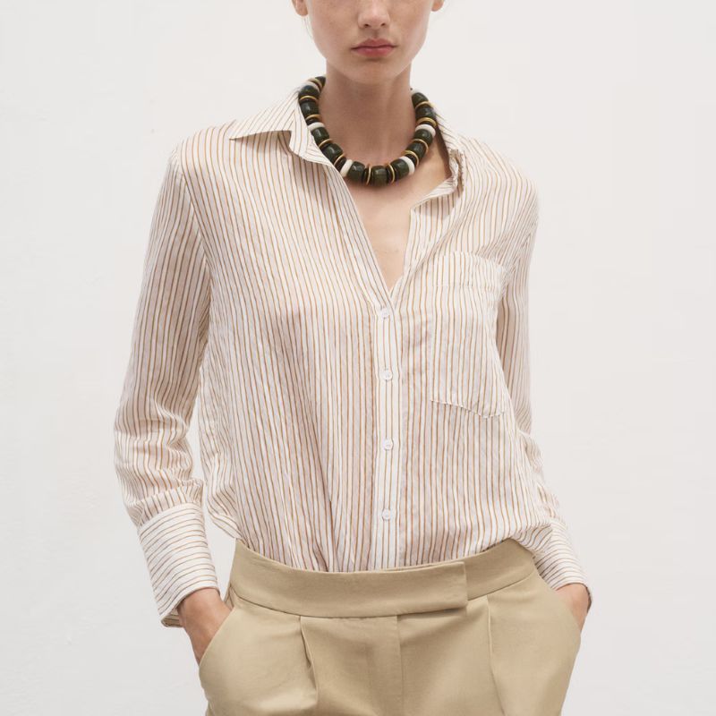 Mango , Semi-transparent Striped Shirt