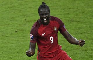 Eder celebrates after scoring for Portugal against France in the final of Euro 2016.