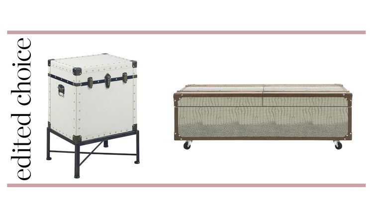 Best storage trunks: white storage trunk and large coffee table trunk on wheels