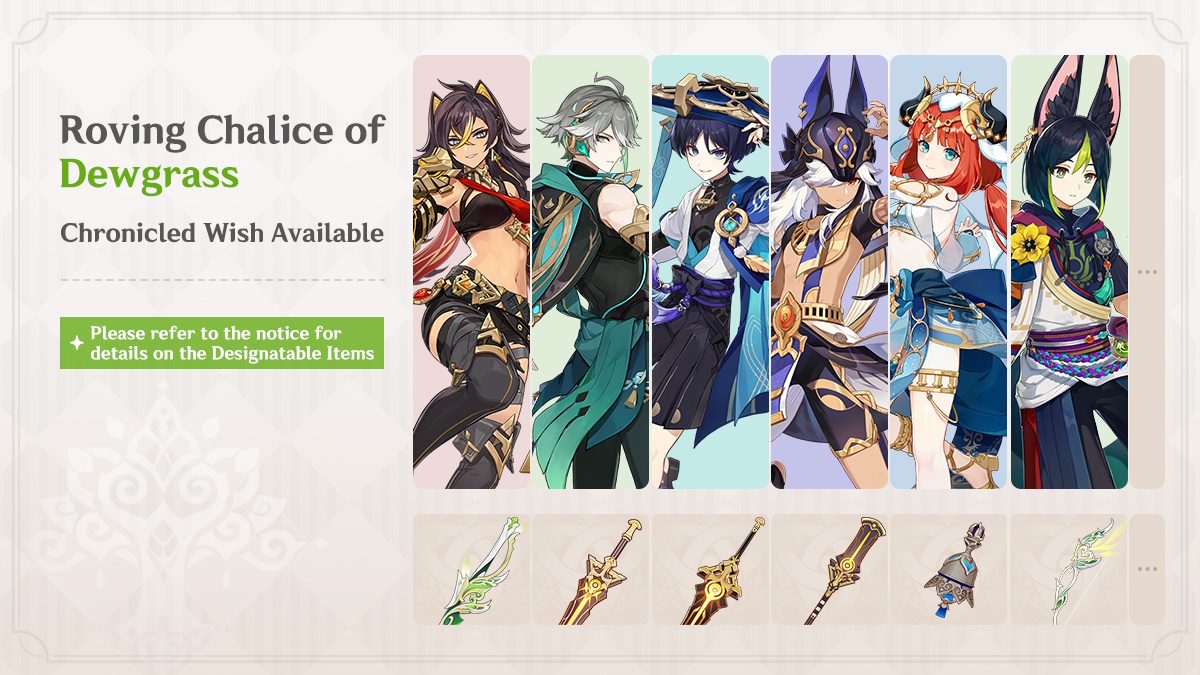 Genshin Impact banners - Chronicled Wish banner in version 6.0 Luna I
