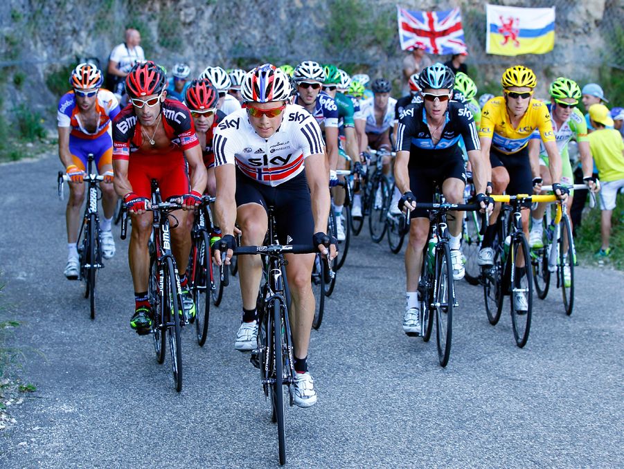 Edvald Boasson Hagen does the work for Sky and Wiggins at the 2012 Tour de France