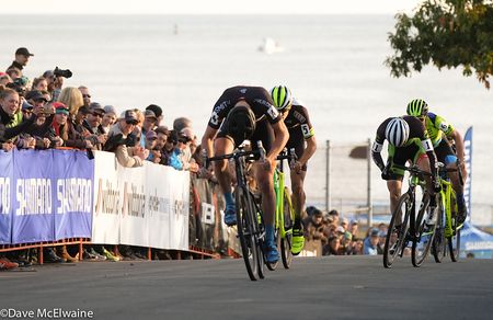 Danny Summerhill (Maxxis Shimano) beat Jeremy Durrin (Neon Velo) in the uphill sprint for second place