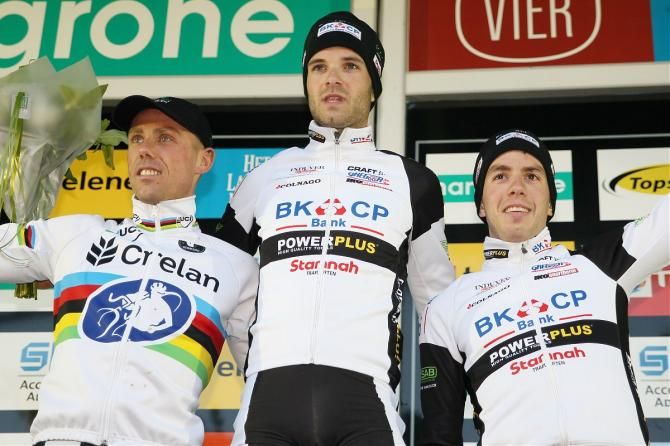 The Hamme-Zogge podium: Sven Nys, Niels Albert and Philipp Walsleben