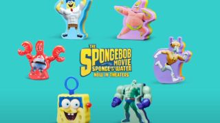 The Spongebob Movie Sponge out of Water Happy Meal toy collection.