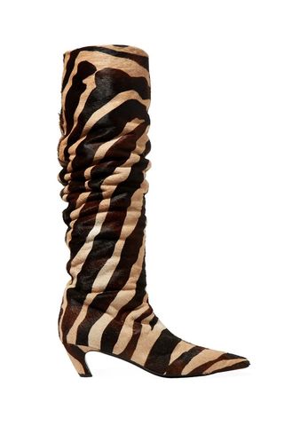 Zebra-Print Calf Hair Knee Boots