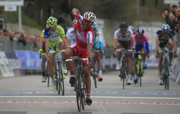 Joaquim Rodriguez (Katusha) timed his last kilometer attack perfectly to win stage 6 of Tirreno-Adriatico