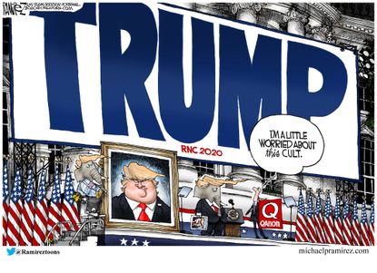Political Cartoon U.S. Trump qanon cult