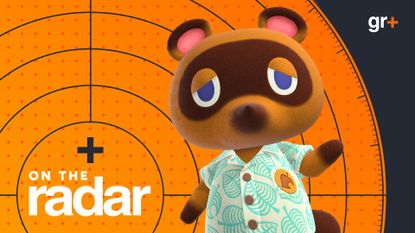 Tom Nook from Animal Crossing New Horizons on the GamesRadar+ On the Radar hub branding