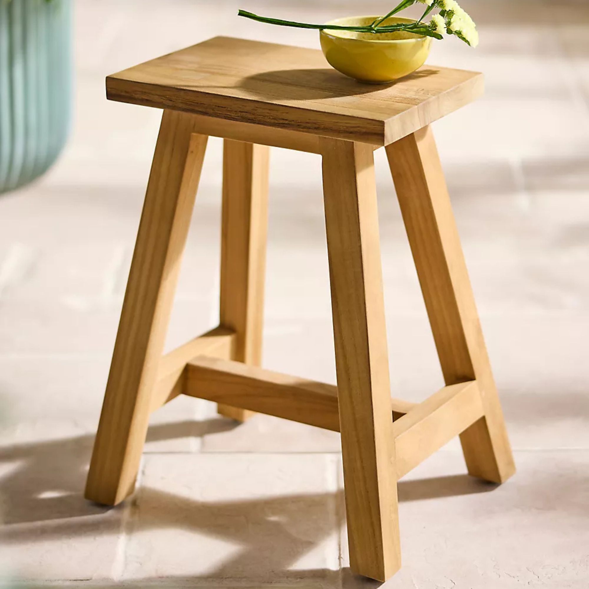Terrain Trestle Teak Stool