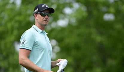 Stenson looks on whilst standing on the tee