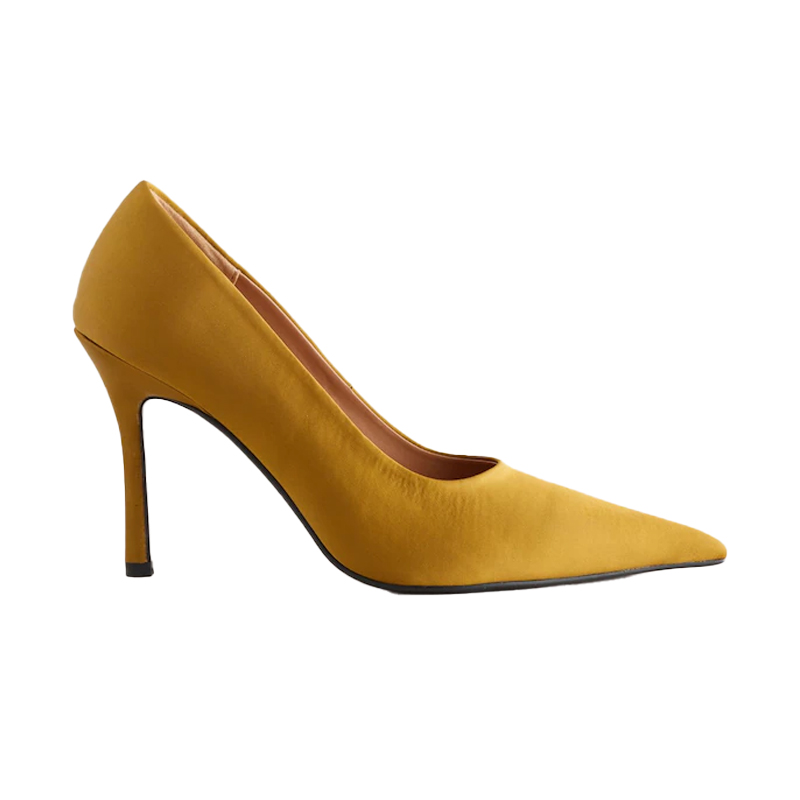 Ochre yellow pointed toe heels, Next