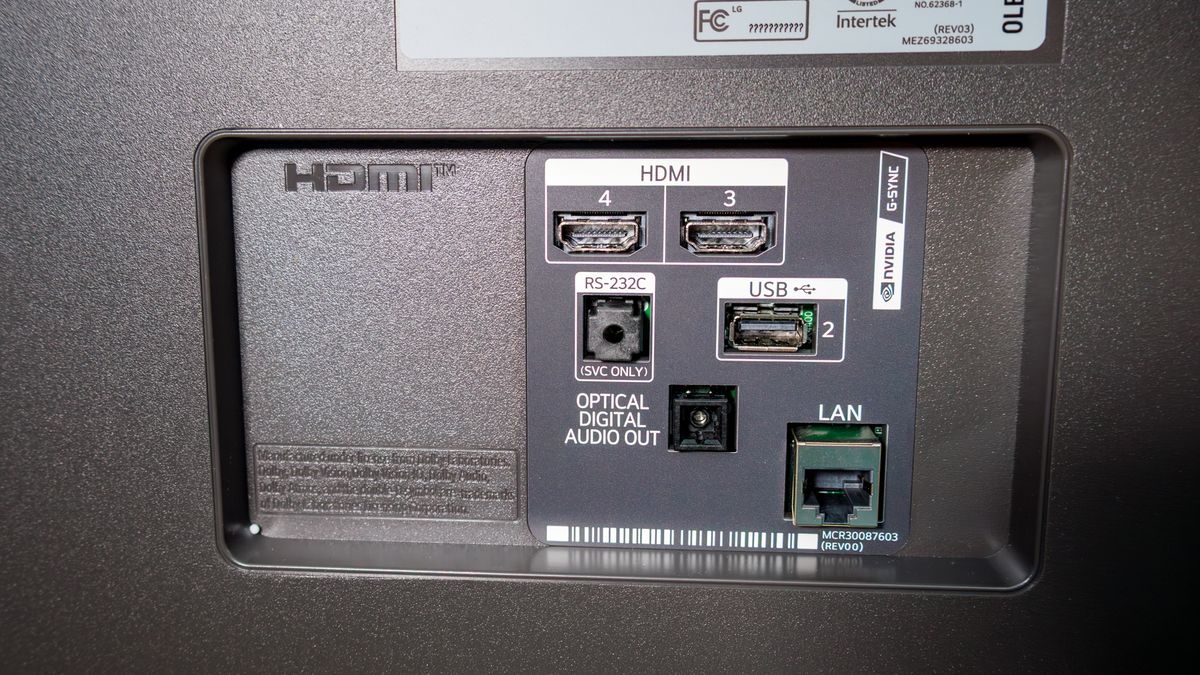 The back ports on a LG B6 OLED TV