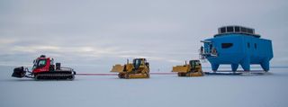 The relocatable modules of the Halley VI station were towed over the ice for 15 hours to a safer location in January this year.