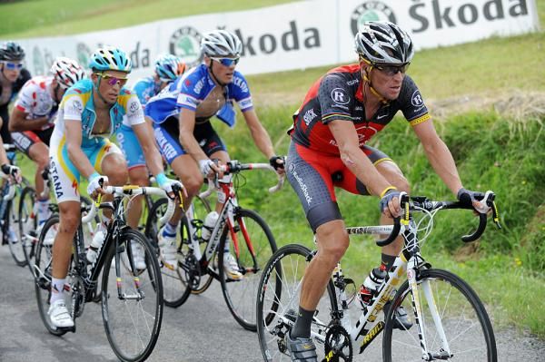 Lance Armstrong sitting in with the rest of the GC men.