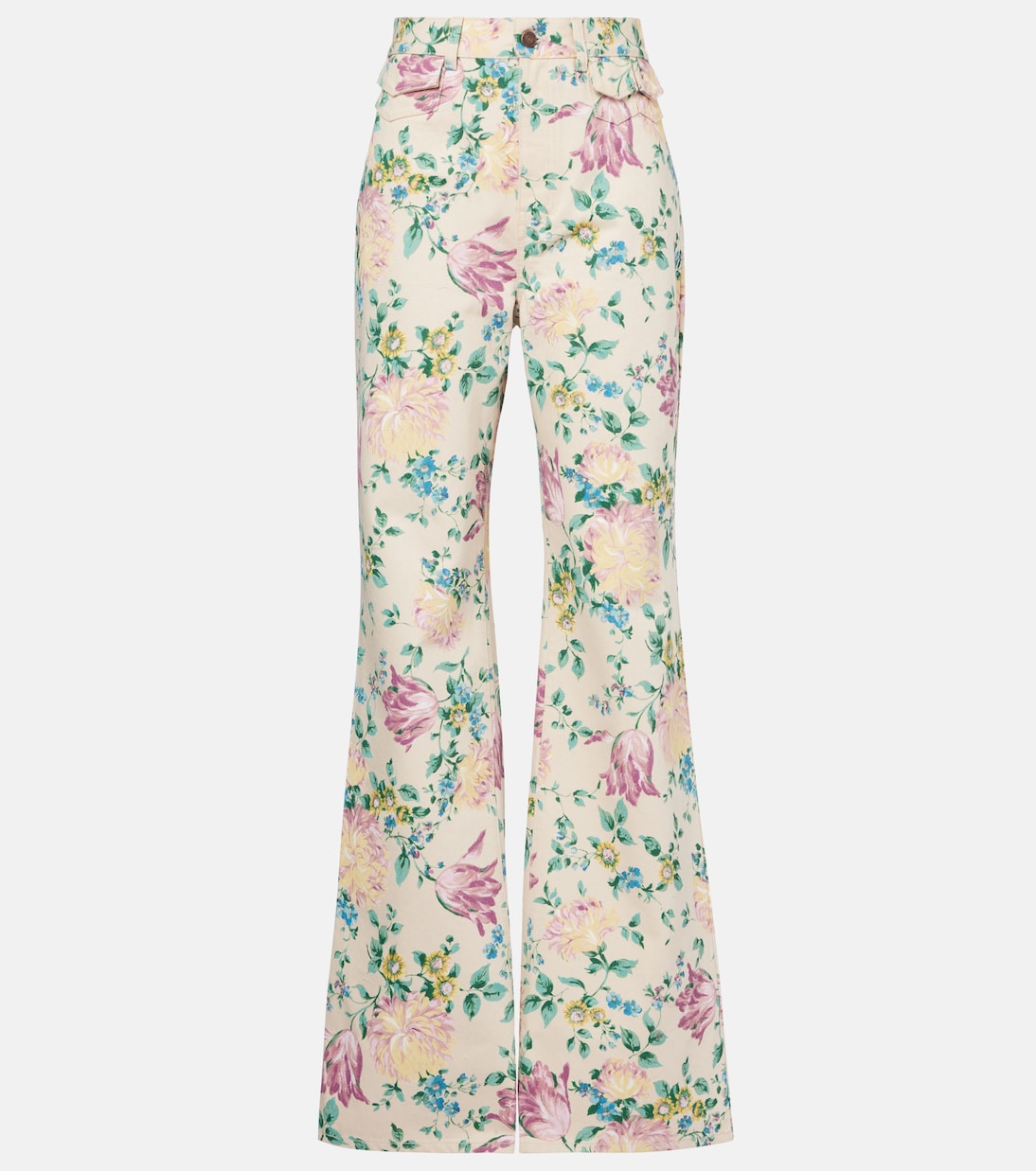 Floral High-Rise Flared Jeans in Multicoloured - Chloe