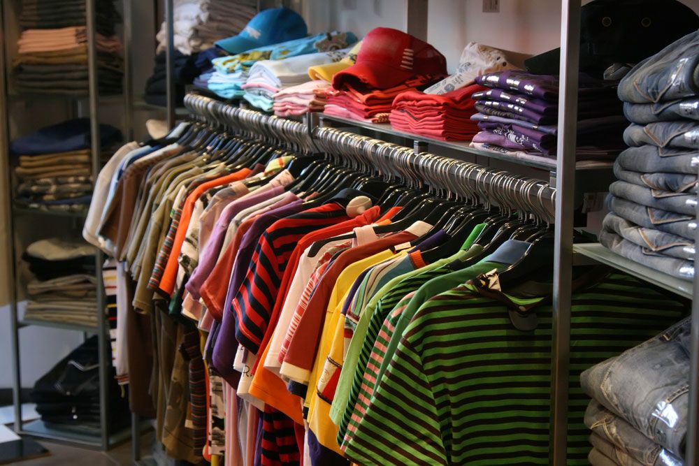 Colorful clothing in store