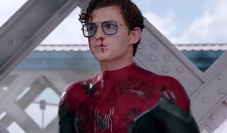 Tom Holland's Spider-Man wearing Tony Stark's Glasses Spider-Man: Far From Home