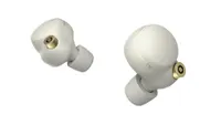 Silver pair of Sony WF-1000XM4 wireless earbuds