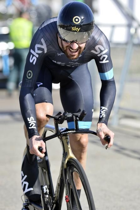 A bearded Bradley Wiggins (Sky) placed 6th in the Ruta del Sol prologue