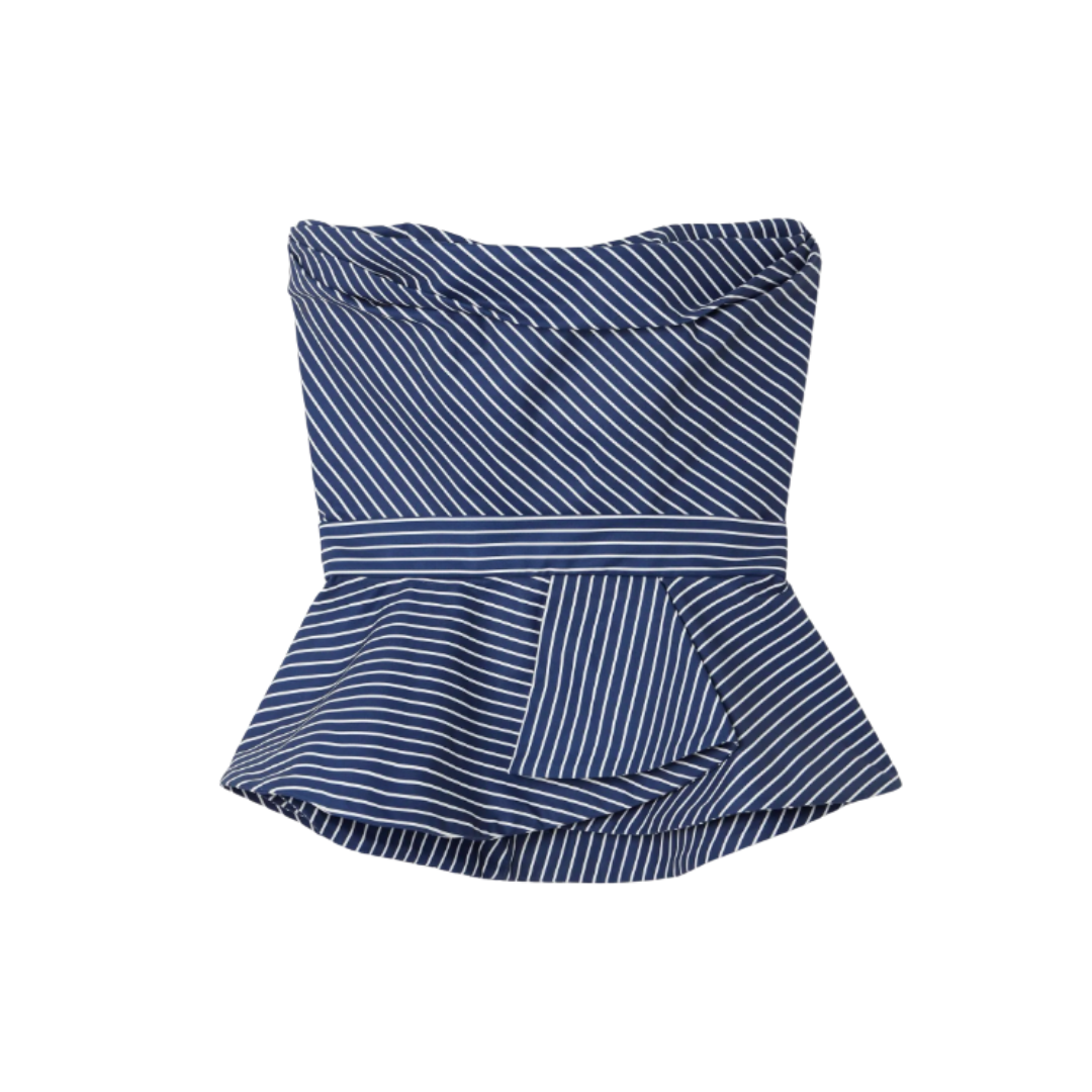 ANDRES OTALORA, Alborada Strapless Striped Stretch Cotton-Twill Peplum Top